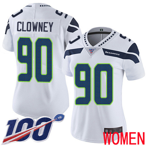 Seattle Seahawks Limited White Women Jadeveon Clowney Road Jersey NFL Football #90 100th Season Vapor Untouchable->women nfl jersey->Women Jersey